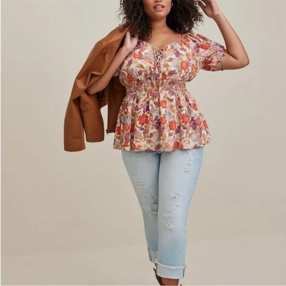 Torrid Floral Puff Sleeves Georgette Blouse